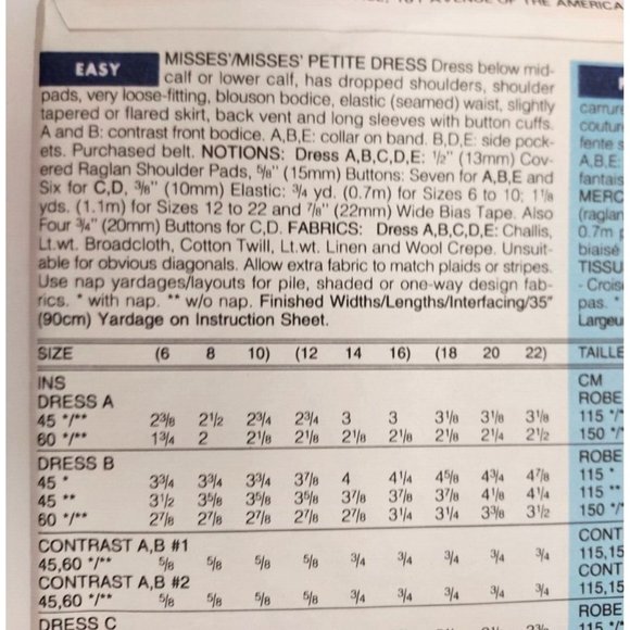 Butterick CLassics Pattern #130 Dress Misses/Petite UNCUT S1ze 12 14 16 ©1993 - Picture 3 of 3